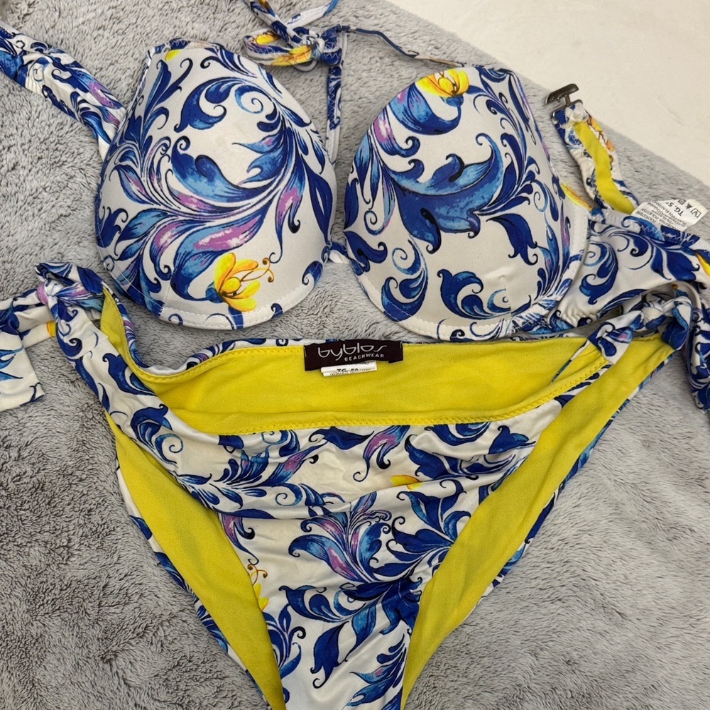 Byblos Blue and Yellow Swirl Bikini